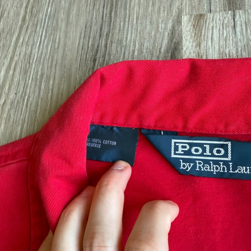 Vintage Polo Ralph Lauren Mens Red Cotton Harrington Jacket Full Zip Pony XXL - Picture 4 of 8
